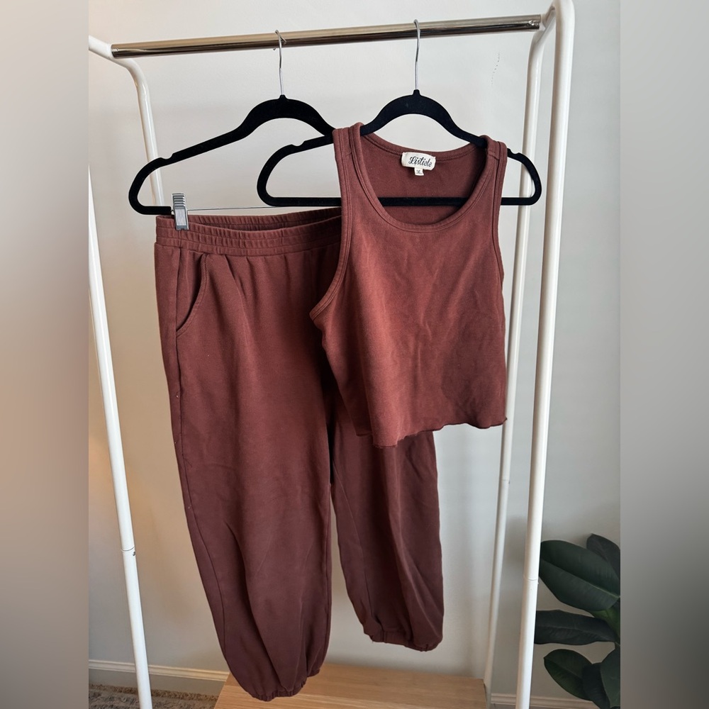 Maroon Tank and Jogger sweat set